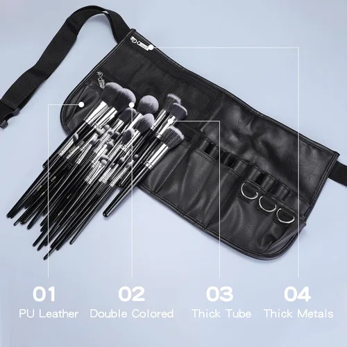 Miniatura 3 de MSQ - Juego de 29 brochas de maquillaje profesionales con cinturón ajustable, bolsa de maquillaje, base de polvo, brochas para sombras de ojos