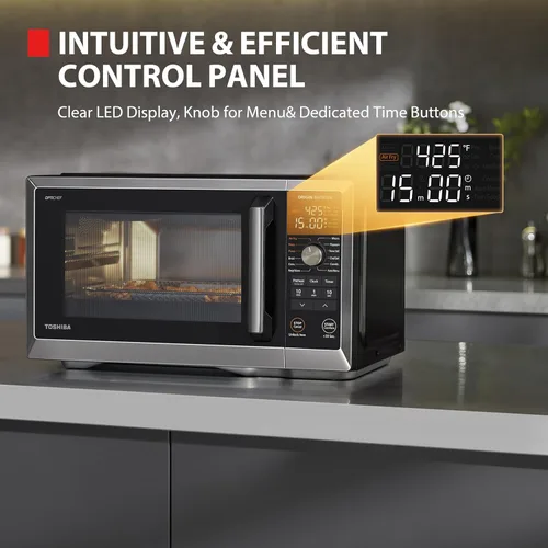 Miniatura 3 de TOSHIBA Optichef Pro Freidora de aire Combo horno microondas para encimera con inversor de origen, ChefDefrost, 1.0 pies cúbicos, 1000 W, acero