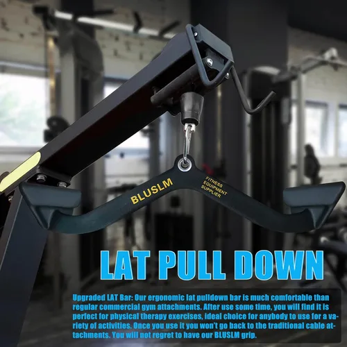Miniatura 4 de BLUSLM LAT Pull Down Bar for Cable Machine, LAT Pulldown Attachments T-bar V-bar Cable Attachment for Gym, Back Tricep Strength Training Handle