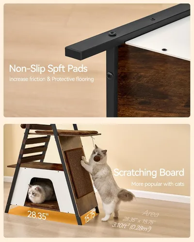 Miniatura 9 de FourFurPets Árbol para gatos de 72.4 pulgadas, torre moderna para gatos de interior, condominio para gatos de varios niveles con cuevas, árbol alto