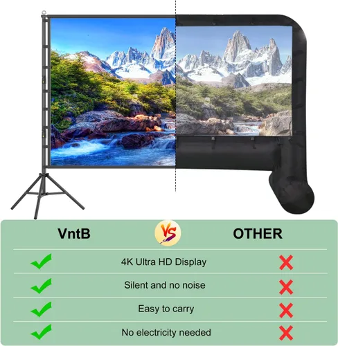 Miniatura 6 de Pantalla y soporte de proyector de 180 pulgadas, pantalla de proyección al aire libre de 15 pies, pantalla de cine portátil grande sin arrugas