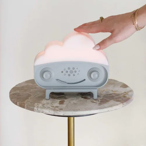 Miniatura 7 de Happiest Baby SNOObie - Máquina inteligente de ruido blanco, máquina de sonido portátil para bebés con luz nocturna, 12 sonidos relajantes para Gris