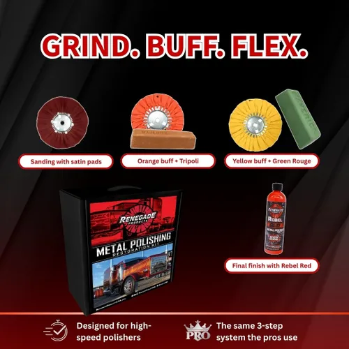 Miniatura 2 de Renegade Products Kit Completo de Pulido de Metal para Camiones Grandes y Semicamiones con Ruedas de Pulido, Compuesto de Pulido, Aleta