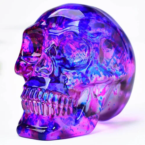 Miniatura 27 de Estatuas de cabeza de calavera de cristal, figuras de calavera K9, piedras preciosas de calavera de cristal, decoración de Halloween, regalos