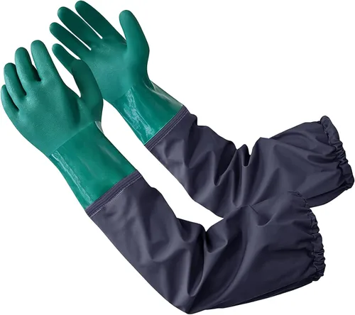 Miniatura 8 de Coopache Guantes de estanque de brazo completo con forro de algodón, guantes impermeables extra largos para limpieza de estanques/industria