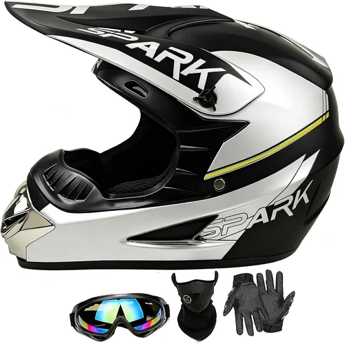 Miniatura 13 de Cascos de motocross para jóvenes, aprobados por DOT, motocross, ATV, todoterreno, cuatro ruedas, cascos de motocicleta BMX con gafas, guantes