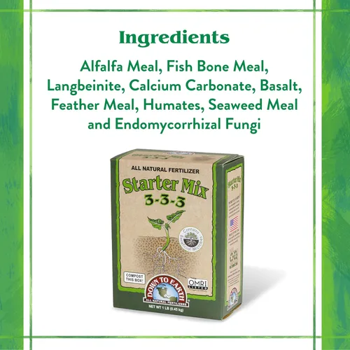 Miniatura 4 de Down To Earth All Natural Fertilizers Organic Starter Mix - Alimento vegetal para inicios, trasplantes, nuevos jardines, contenedores 3-3-3, 1 lb