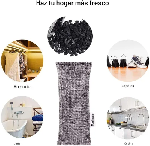 Miniatura 7 de Marsheepy Paquete de 6 bolsas absorbentes de olores de carbón activado, inserto de desodorante de zapatos y removedor de olores de zapatos, Brey