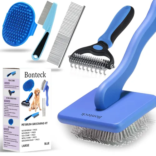 Miniatura 11 de Bonteck Juego de Cepillo Alisador para Perros para Kit de Aseo 4 Piezas Cepillo Grande para Perros Goldendoodles, Poodles, Doodles Cepillo