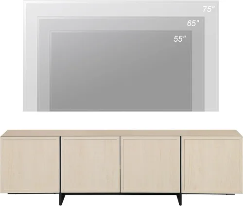 Miniatura 7 de WAMPAT Soporte moderno para TV de 32-75 pulgadas, centro de entretenimiento de madera con gabinetes de almacenamiento, mesa de consola de TV