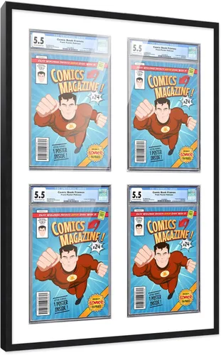 Miniatura 80 de Marco de cómic con paspartú para 8 CGC, CBCS o PGX Graded Comics - Marco de cómic blanco para cómics de 8.125 x 13 pulgadas Marco blanco