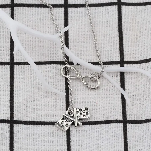 Miniatura 2 de Collar de banderas de carreras, collar con colgante de cadena en Y, regalo para carreras de coches y motocross, para aficionados a carreras