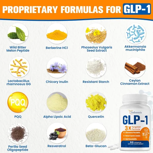 Miniatura 2 de Suplemento GLP-1 para mujeres, fórmula dirigida 3X, suave para el estómago, GLP-1 con probiótico Akkermansia, berberina HCI e inulina de achicoria