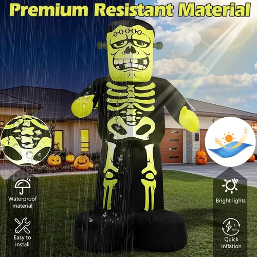 Miniatura 4 de MICOCAH Dragón inflable de Halloween de 8 pies para exteriores con ojos rojos, LED integrados gigantes, decoraciones inflables de Halloween
