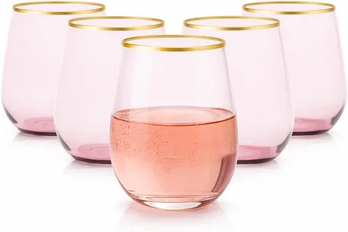 Miniatura 17 de Oojami 40 vasos de 12 onzas irrompibles de plástico sin tallo, para vino, champán, whisky, elegantes, duraderos, desechables, para interiores y negro