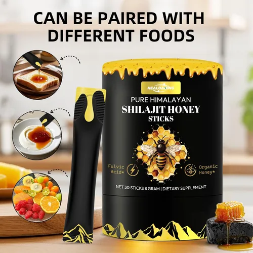 Miniatura 4 de Palitos de miel Shilajit del Himalaya para hombres: Shilajit para mujeres con miel orgánica y azafrán, 30 barras para impulso de energía y apoyo