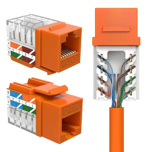 Miniatura 13 de Cat5e Keystone Ethernet Wall Jack Punch Down UTP 45 grados (terminación más fácil que 90 grados), terminación de velocidad de perfil delgado RJ45