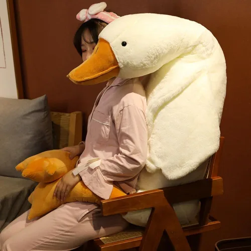 Miniatura 6 de Animal de peluche de ganso gigante, peluche suave blanco de 19.6 pulgadas, lindo juguete de pato de peluche, muñeca de cisne de peluche, almohadas