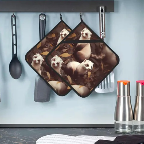 Juego de 2 soportes para ollas resistentes al calor, para cocinar en el microondas, para hurones peludos, almohadillas calientes para horno,