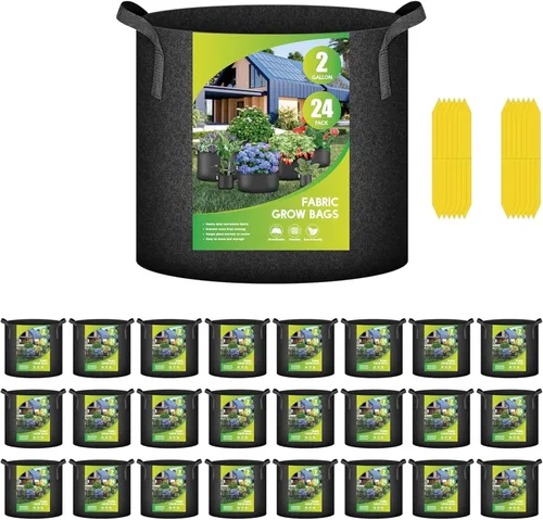Miniatura 16 de iPower Paquete de 12 bolsas de cultivo de 1 galón, macetas de tela no tejida de aireación gruesa resistente con asas de nailon y 12 etiquetas