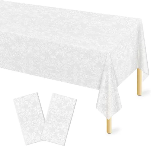 Miniatura 17 de Mulbozy 2 piezas de mantel de plástico negro para mesa rectangular, 54 × 108 pulgadas, fundas desechables de mesa para fiestas negras