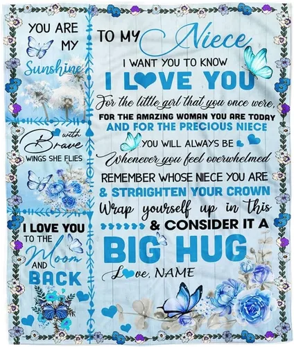 Miniatura 16 de Manta personalizada con texto en inglés «To My Niece», de Aunt Auntie Uncle Always Remember How Much I Love You Moon Butterfly Birthday Christmas