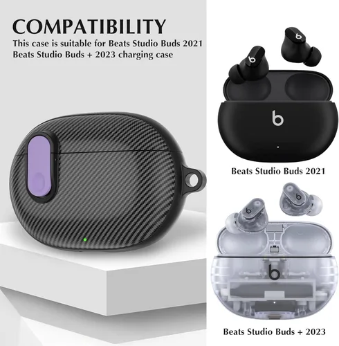 Miniatura 2 de Valkit Funda transparente compatible con Beats Studio Buds 2021/2023+ con kit de limpieza y cerradura, funda protectora de TPU suave a prueba