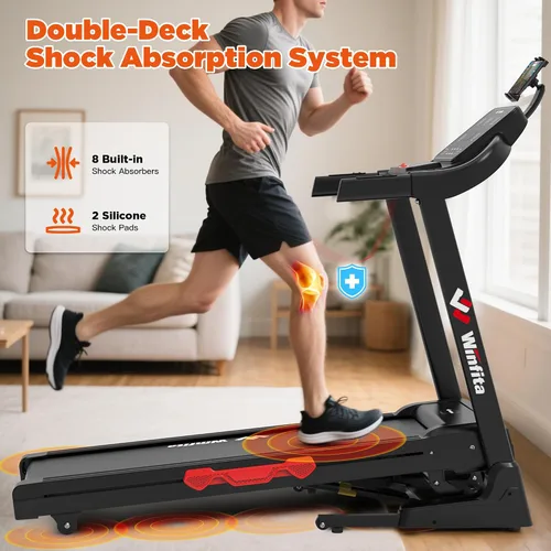 Miniatura 4 de 3.5HP Folding Treadmills for Home with Incline Optional, 300 lbs Capacity, 8.0MPH Speed, 17'' Wide Belt, App Connection, 64 Programs, BMI Detector