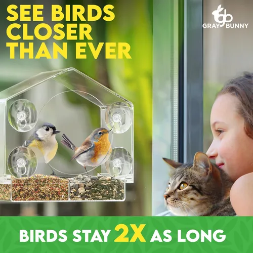 Miniatura 4 de Comedero para pájaros montado en la ventana con fuertes ventosas - Regalos para abuela Observación de aves Regalos para abuelo Observación de aves