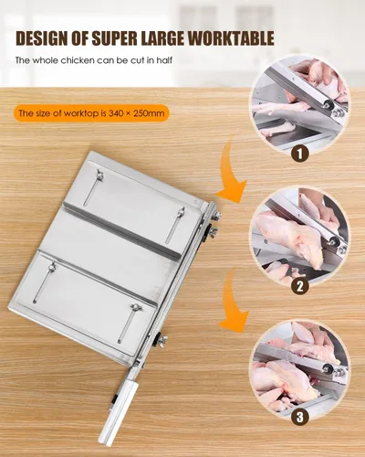 Miniatura 3 de CGOLDENWALL Cortador manual de costillas de 2 cuchillas, cortador de carne de hueso duro de acero inoxidable, cortador de carne de ternera