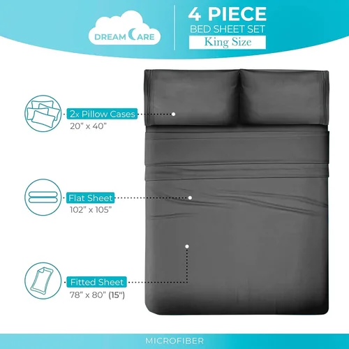 Miniatura 407 de DREAMCARE Juego de sábanas Queen – 6 piezas Sábanas de enfriamiento – hasta 15” Sábanas profundas tamaño Queen – Colección 2500 Supreme – Extra 03