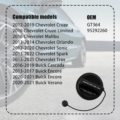 Miniatura 3 de Tapa de combustible, tapa de gasolina GT364 para Chevrolet Cruze 2012-2019, Chevrolet Cruze Limited Malibu 2016-2019, Buick Cascada 2013-2017, Buick