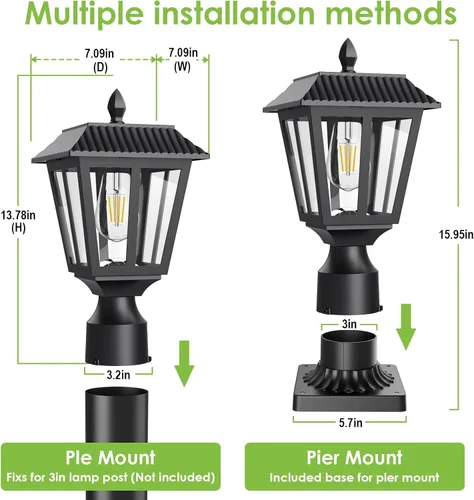 Miniatura 4 de Lámpara solar para exteriores – 3000 K blanco cálido, IP45 impermeable, luces solares para jardín, patio, paisaje, lámpara decorativa exterior