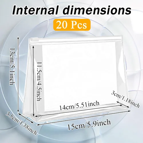 Miniatura 2 de Arroyner Mini bolsa de maquillaje transparente, 15 piezas, pequeñas bolsas de cosméticos de plástico transparente con cremallera, bolsa