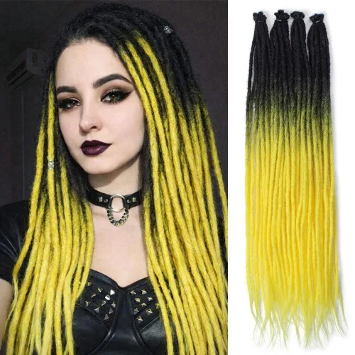 Miniatura 20 de Kraler - Extensiones de rastas de 22 pulgadas con 40 hebras, trenzadas a mano, estilo reggae, de color blanco perla, sintéticas, de 0,6 cm de ancho