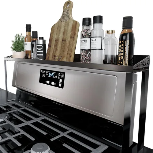 Miniatura 16 de STUTOV Estante superior magnético para estufa de 30 pulgadas, estante de especias negro y organizador de condimentos, estante de cocina magnético