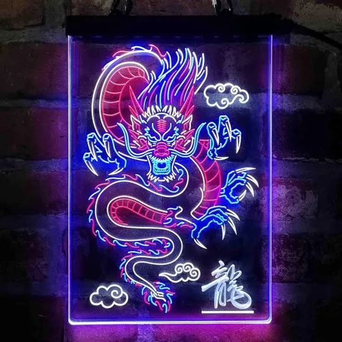 Miniatura 11 de ADVPRO Dragón chino en la nube palabra tricolor LED neón signo verde y rojo y amarillo 7.9 x 12.6 pulgadas st9s23-i3225-gry