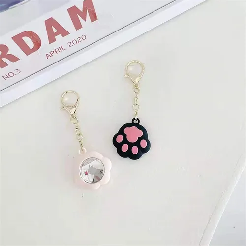 Miniatura 8 de Kawaii - Funda de silicona con diseño de gato de dibujos animados compatible con Airtags Finder Location Tracker Llavero para niños y mascotas llaves