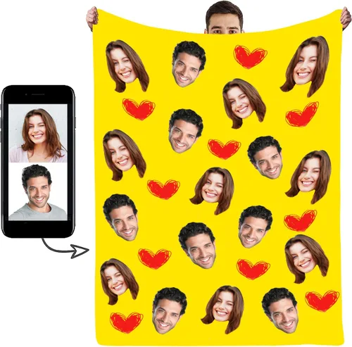 Miniatura 11 de Manta personalizada con foto de cara, manta personalizada con características faciales, manta graciosa para sofá, cama, sofá cálida y acogedora