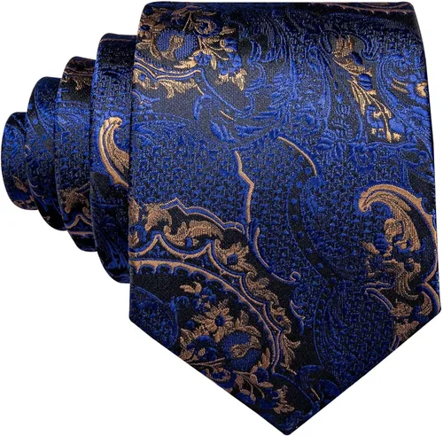 Miniatura 4 de YOHOWA Conjunto de corbata de boda para hombre, corbatas de cachemira con pañuelo, gemelos de seda formal para negocios