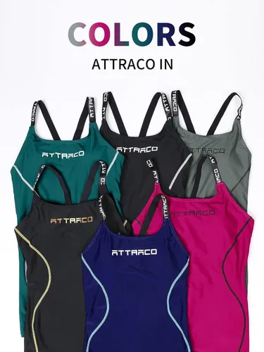 Miniatura 8 de ATTRACO Traje de baño deportivo de una pieza para mujer, traje de baño competitivo