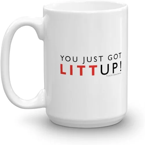 Miniatura 3 de USA Network Suits You Just Got Litt Up! Taza de café de cerámica, color blanco, 15 onzas, taza oficial de Louis Litt como se ve en trajes