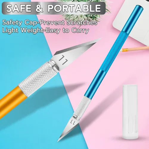 Miniatura 4 de Jetmore Juego de 24 cuchillos Exacto, cuchillos de precisión para manualidades, kit de cuchillos para cortar, tallar, recortar, álbumes de recortes