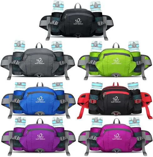 Miniatura 9 de Waterfly - Riñonera Fanny Pack: Bolso Fanny con 2 soportes para botellas de agua, cinturón lumbar, para senderismo, caminatas, correr, trotar