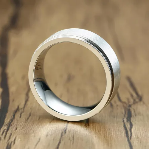 Miniatura 6 de Anillos giratorios para la ansiedad para hombre, de 0.315 in, de acero inoxidable, para hombres y mujeres, alivio de la ansiedad, acabado cepillado