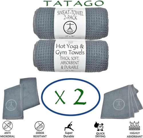 Miniatura 5 de Tatago Toalla de mano y sudor para yoga caliente, suave y absorbente, de secado rápido, de microfibra antideslizante para tapete de yoga XL