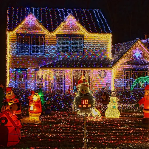 Miniatura 9 de MZD8391 300 luces LED rojas y verdes de 105 pies, luces de Navidad para interiores y exteriores, luces de árbol de Navidad, decoraciones de fiesta