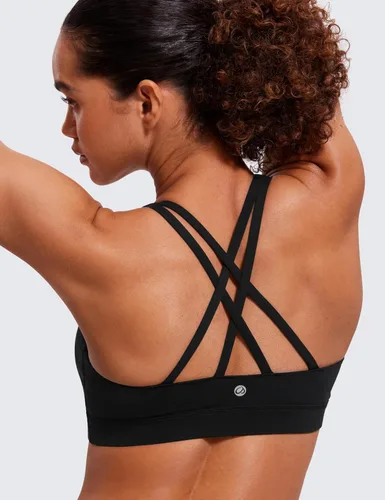 Miniatura 4 de CRZ YOGA - Top deportivo con tirantes delgados para mujer, brasier deportivo acolchado para yoga, entrenamiento y fitness, con espalda cruzada