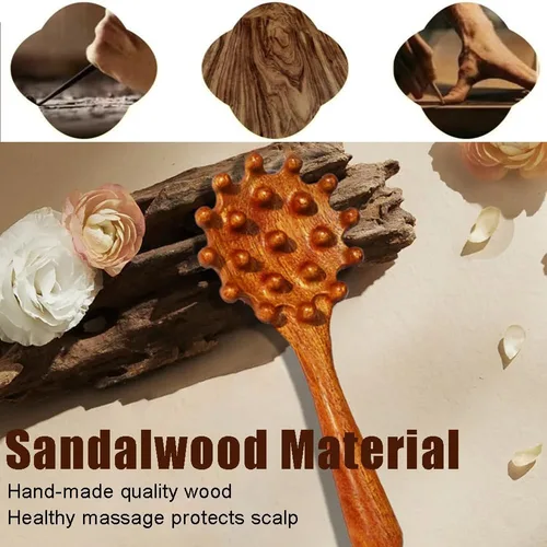 Miniatura 4 de OULIGET Herramienta de Masaje de Punto de Activación de Madera, Masajeador de Cabeza con Peine de Madera de Sándalo, Herramienta de Peine Gua Sha
