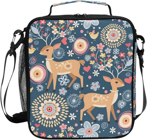 Miniatura 17 de MNSRUU Bolsas de almuerzo para niños y niñas, Doodle Kawaii Conejo, reutilizable, aislada, kit de bolsa térmica para comidas, bolsa organizadora